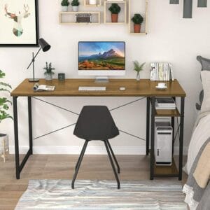 Beautiful Office Desk Modern Style Black with Shelves 120 cm