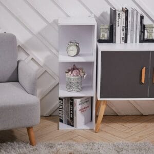 Corner Square Bookcase Storage Book Shelf Unit Bookshelf Display - White / 90cm