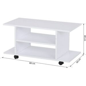 Home Gallery Modern TV Cabinet Stand 3 Tier Storage Shelves with Wheels - White