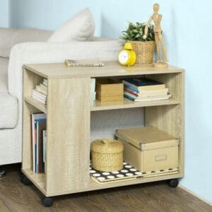 Side Table with Storage Shelves 
  W70 X H61 X D35