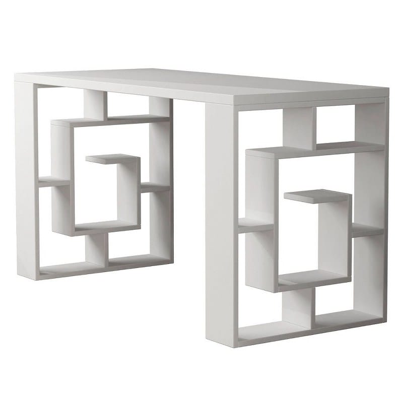 Home Gallery Modern Home Office Desk with Shelves - White