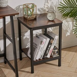 Wooden End Table with Black Metal Legs 55X40X40