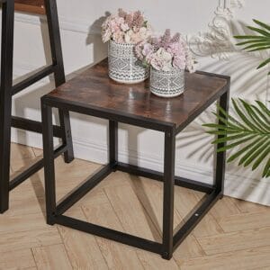 Wooden End Table with Black Metal Legs 40X45X45