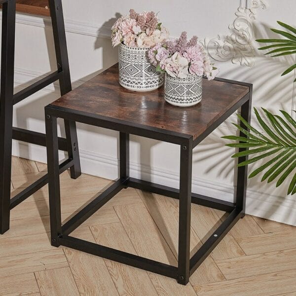 Wooden End Table with Black Metal Legs 40X45X45