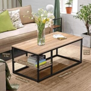 Coffee Table With Shelf- BEIGE 42X102X52