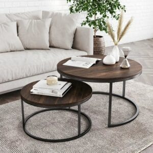 2 Piece Frame Coffee Table Sets -BROWN 50X80X80