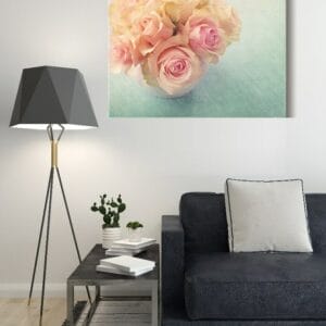Canvas Wall Art, Abstract Framed Portrait of White roses in a vase