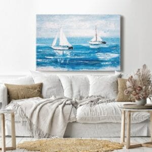 Canvas Wall Art, Abstract Framed Portrait of Sailing Boats