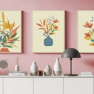 Canvas Wall Art, Abstract Framed Portrait of modern floral posters