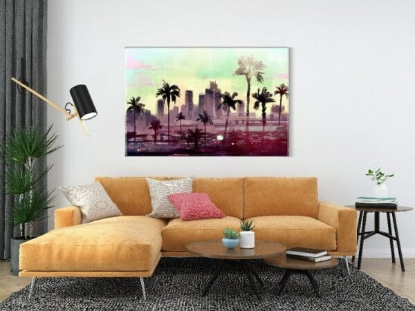 Canvas Wall Art, Abstract Framed Portrait of palm trees in Los Angeles