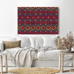 Canvas Wall Art, Abstract Framed Portrait of Bohemian style tribal pattern