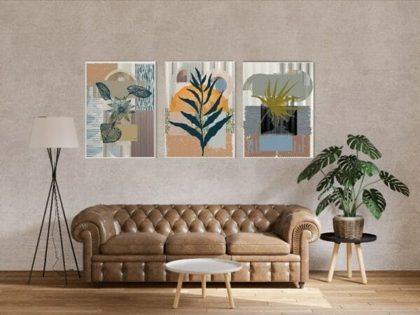 Canvas Wall Art, Abstract Framed Portrait of Botanical art in Boho style