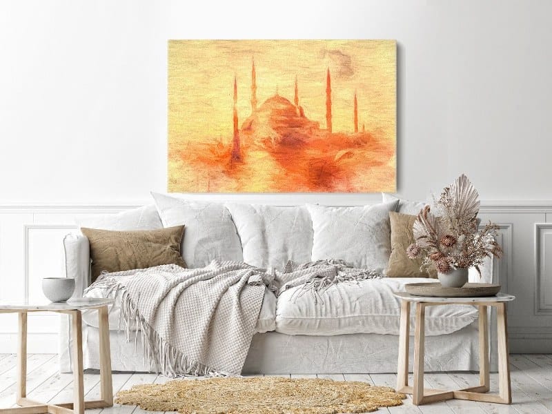 Canvas Wall Art, Abstract Framed Portrait of Sultan Ahmed Mosque Istanbul