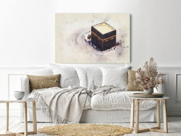 Canvas Wall Art, Abstract Framed Portrait of rawing of the Kaaba prayer in Mecca