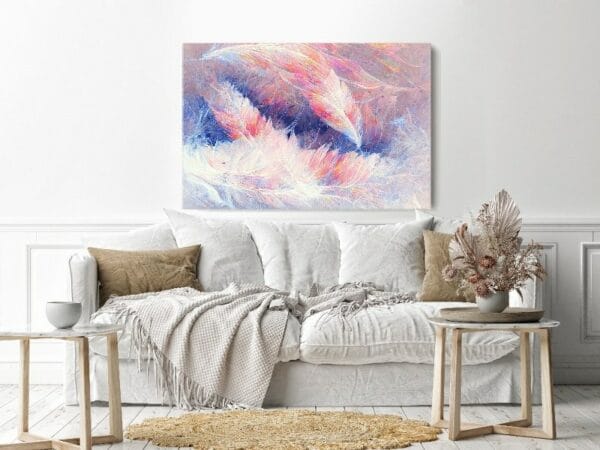 Canvas Wall Art, Abstract Framed Portrait of painting of bird feathers