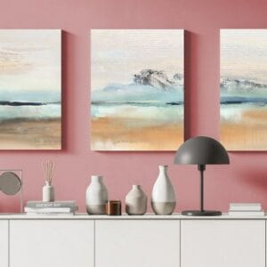 Canvas Wall Art, Abstract Framed Portrait of A set of three abstract background of minimalism. With a geometric pattern of art