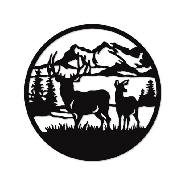 Decorative deer wood wall Art 80X80 cm