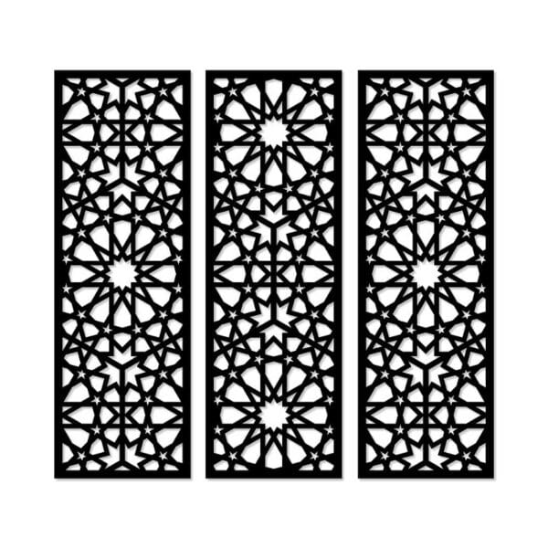 هوم جاليري جدارية خشب شكل أسلوب الأرابيسك ديكور حائط 3 لوحات 80X80 سم