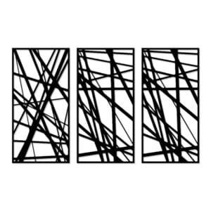 Decorative Abstract linear pattern wood wall Art 3 panels 80X130 cm