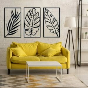 Tropical Metal Leaves wood wall Set of 3 Each 75x40