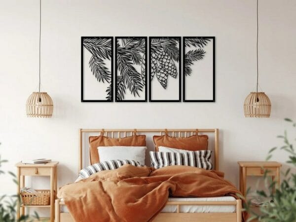 Pineapple Wood Wall Dcor - Set Of 4 Each 80x40