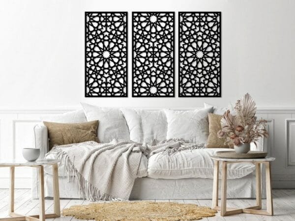 هوم جاليري جدارية شكل أسلوب الأرابيسك ملصق حائط ستيكر 3 لوحات 80X130 سم