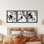 Tree Bird wall Sticker  art - Set of 3 Each 80x60
