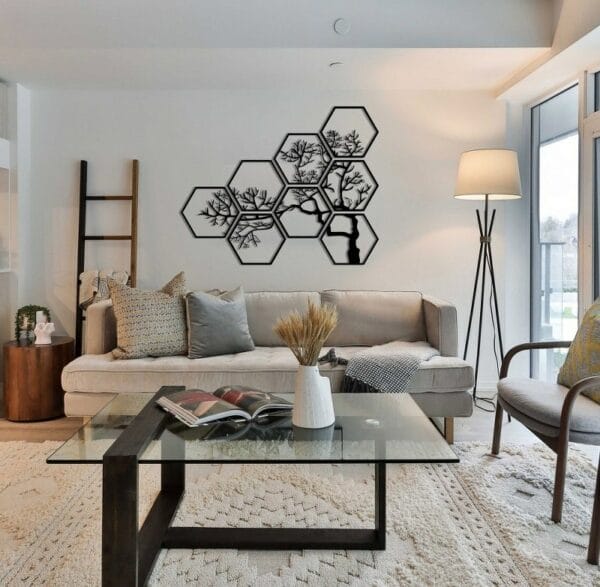 لوحة فنية جدارية على شكل شجرة هندسية من الاستيكر ، 120x80