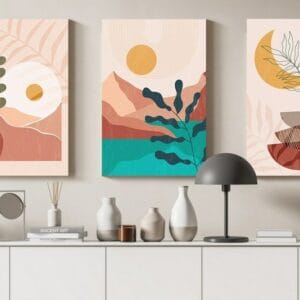 Set of three canvas boho covers Printed wall art