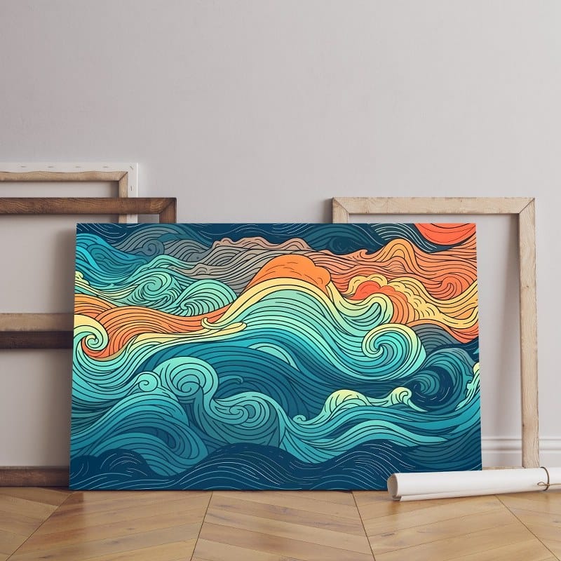 abstract summer canvas ocean waves Printed wall art