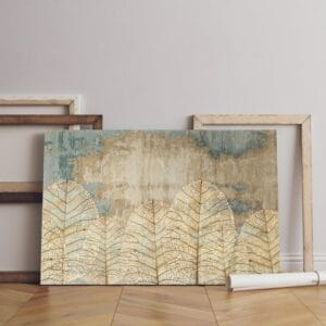 modern abstract geometry canvas handpainted tropical foliage Printed wall art