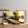 painting canvas boat water with word boat it Printed wall art