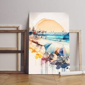 watercolor canvas beach backdrop Printed wall art