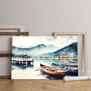 digital-watercolor canvas painting-panorama-landscape Printed wall art