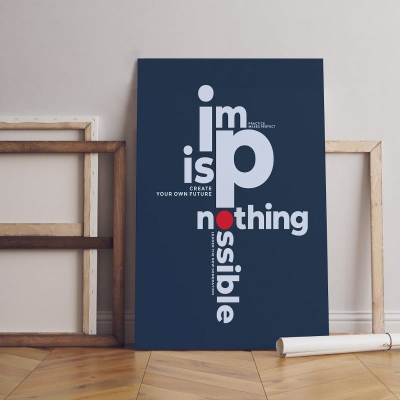 impossible is nothing motivational canvas Printed wall art