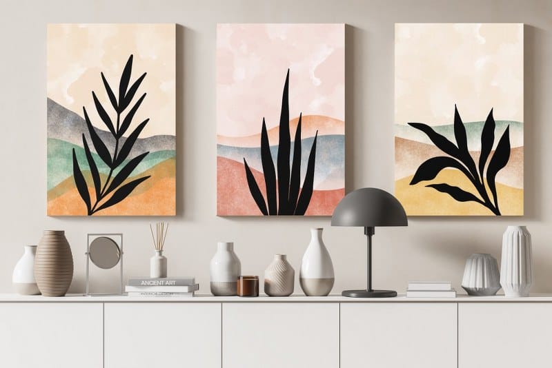 leaves boho branch Printed canvas wall art