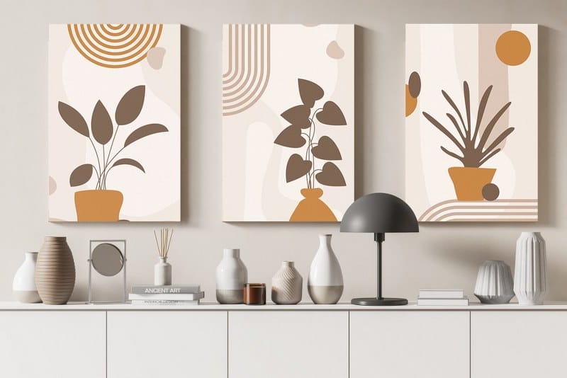hand drawn flat design canvas boho Printed wall art