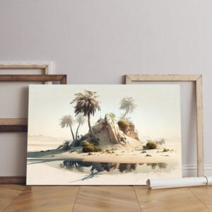 desert scene with palm trees canvas desert island printed wall art
