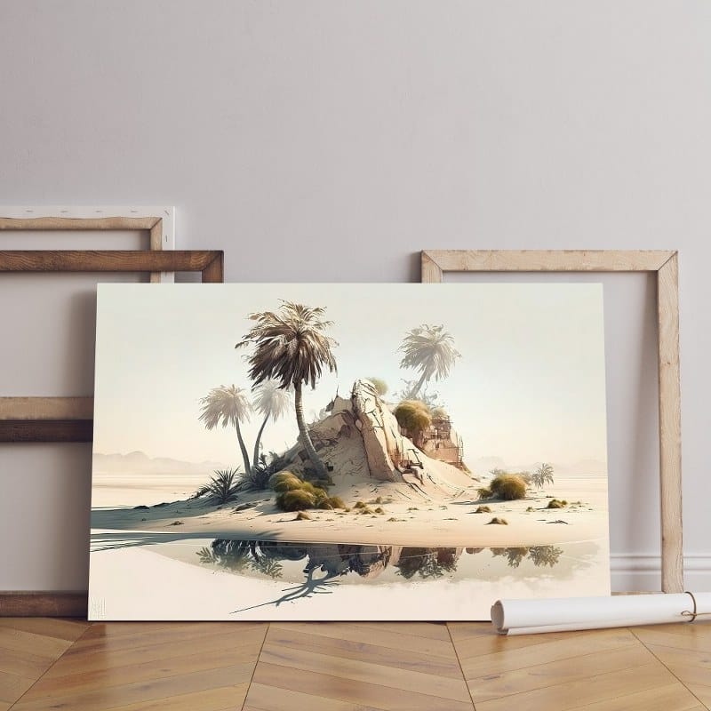 desert scene with palm trees canvas desert island printed wall art