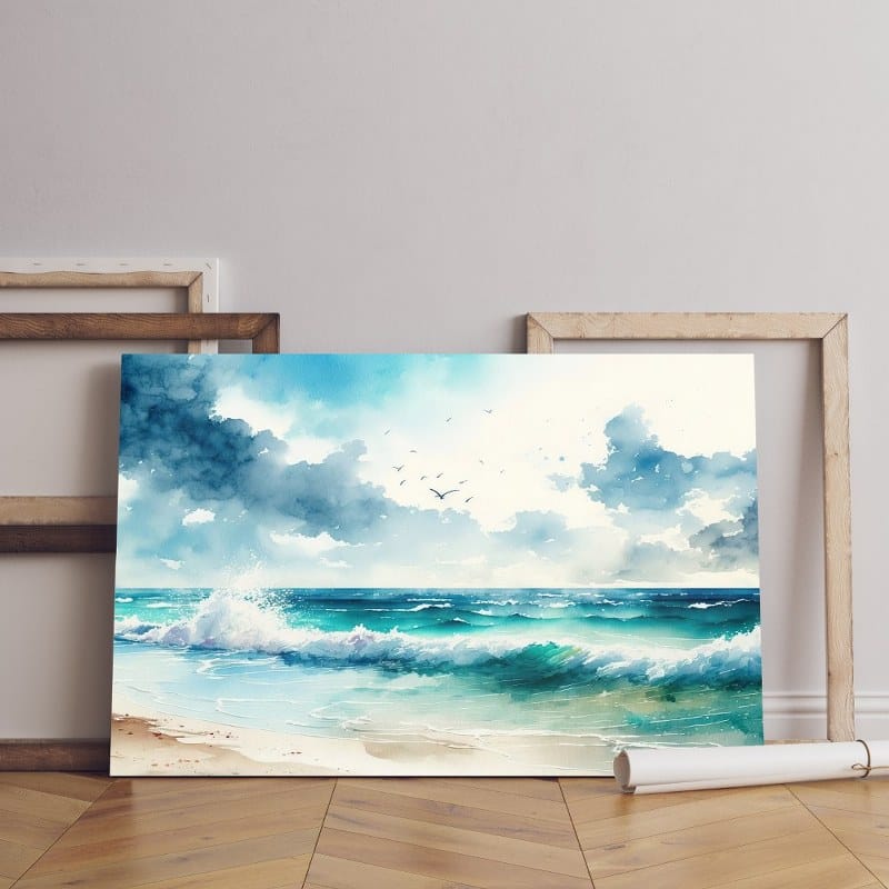 illustration sea watercolor canvas Printed wall art