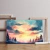 painting sunset canvas with trees foreground Printed wall art
