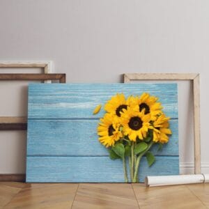 top view sunflowers canvas frame Printed wall art