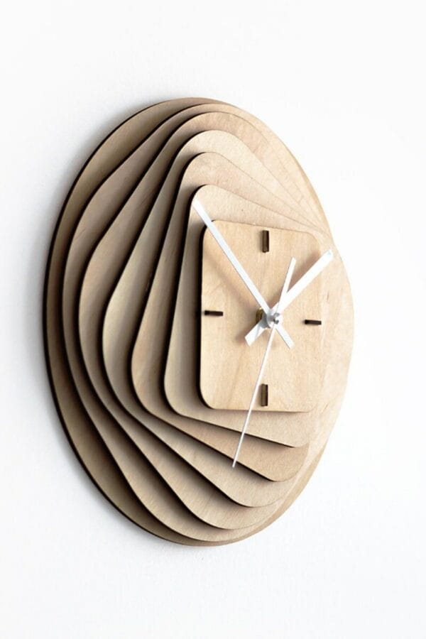 Beautiful Wooden Wall clock round to Square