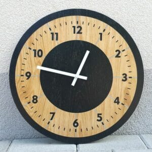 Great Wood wall clock with black numbers