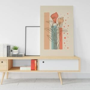 Cala lily vintage canvas colo illustration Printed wall art