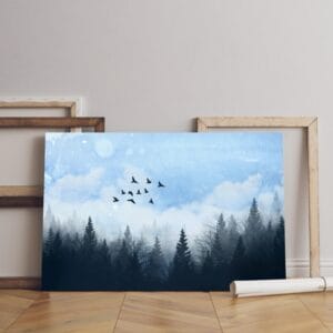 Foggy Forest Landscape canvas Printed wall art