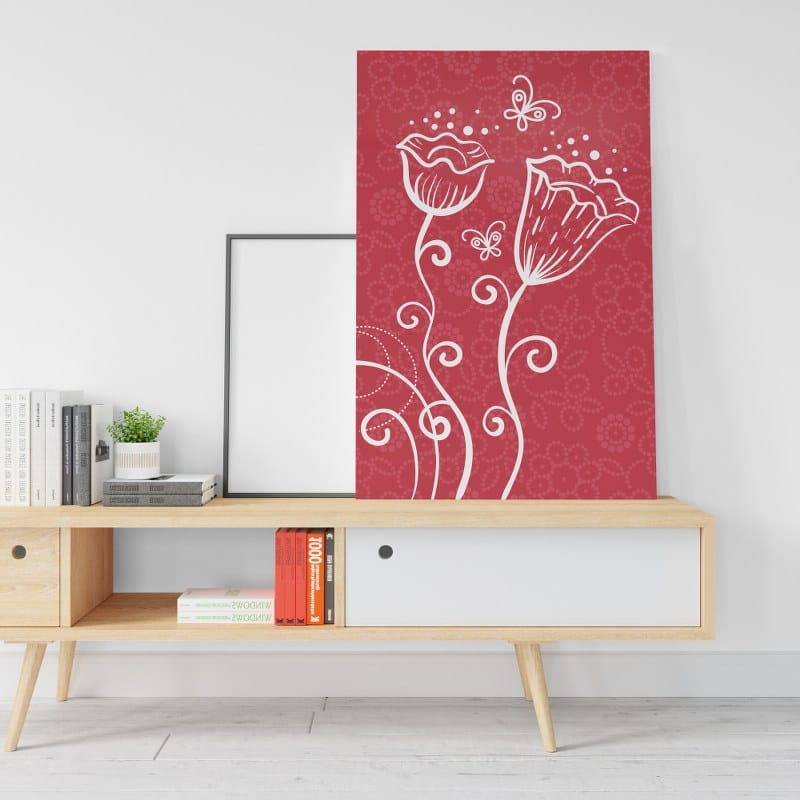 beautiful Two white flower canvas in phoshia background Printed wall art