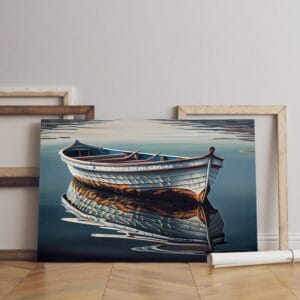 Nautical vessel canvas reflects peaceful autumn landscape Printed wall art