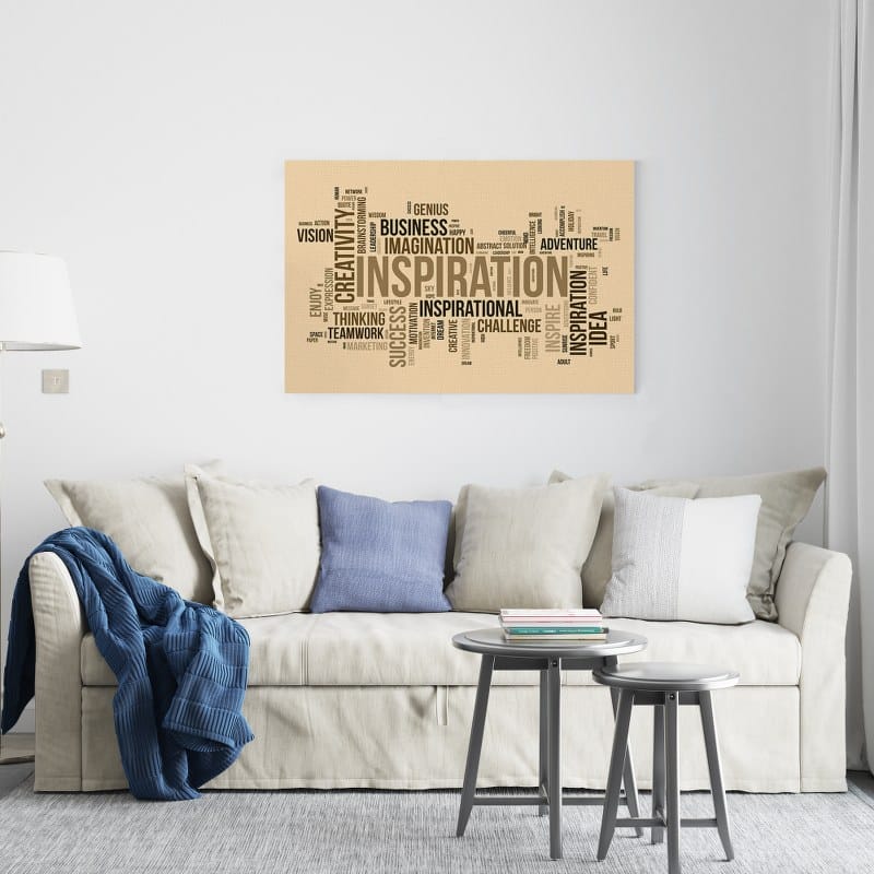 Word cloud background canvas concept for Inspiration Printed wall art