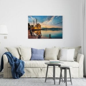 Ortakoy mosque canvas bosphorus bridge in turkey